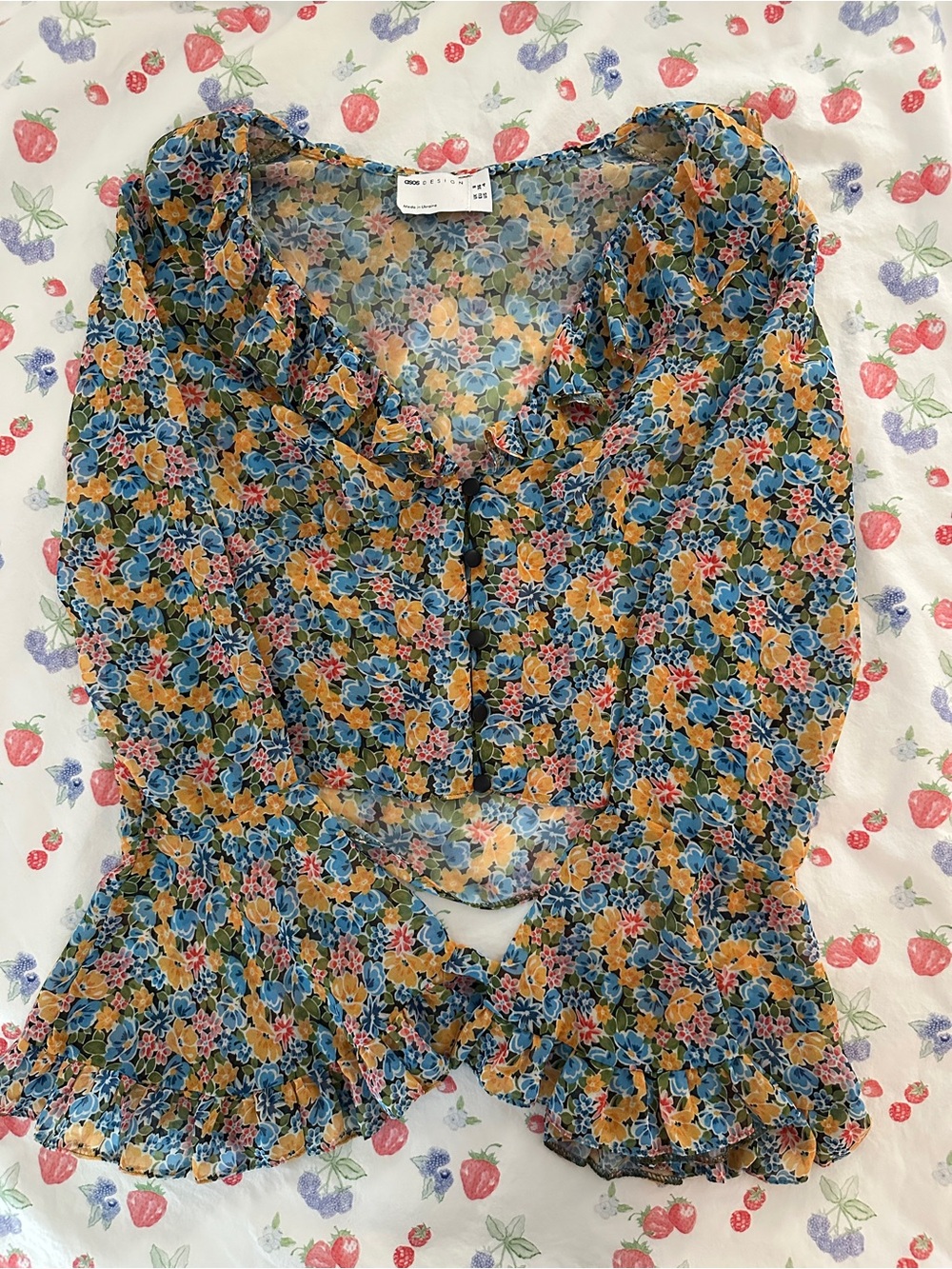ASOS Floral Button Up Ruffle Crop Top - Picture 4 of 4